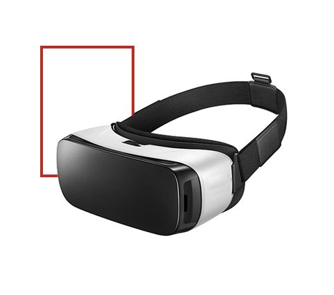 casque VR devant cadre rouge